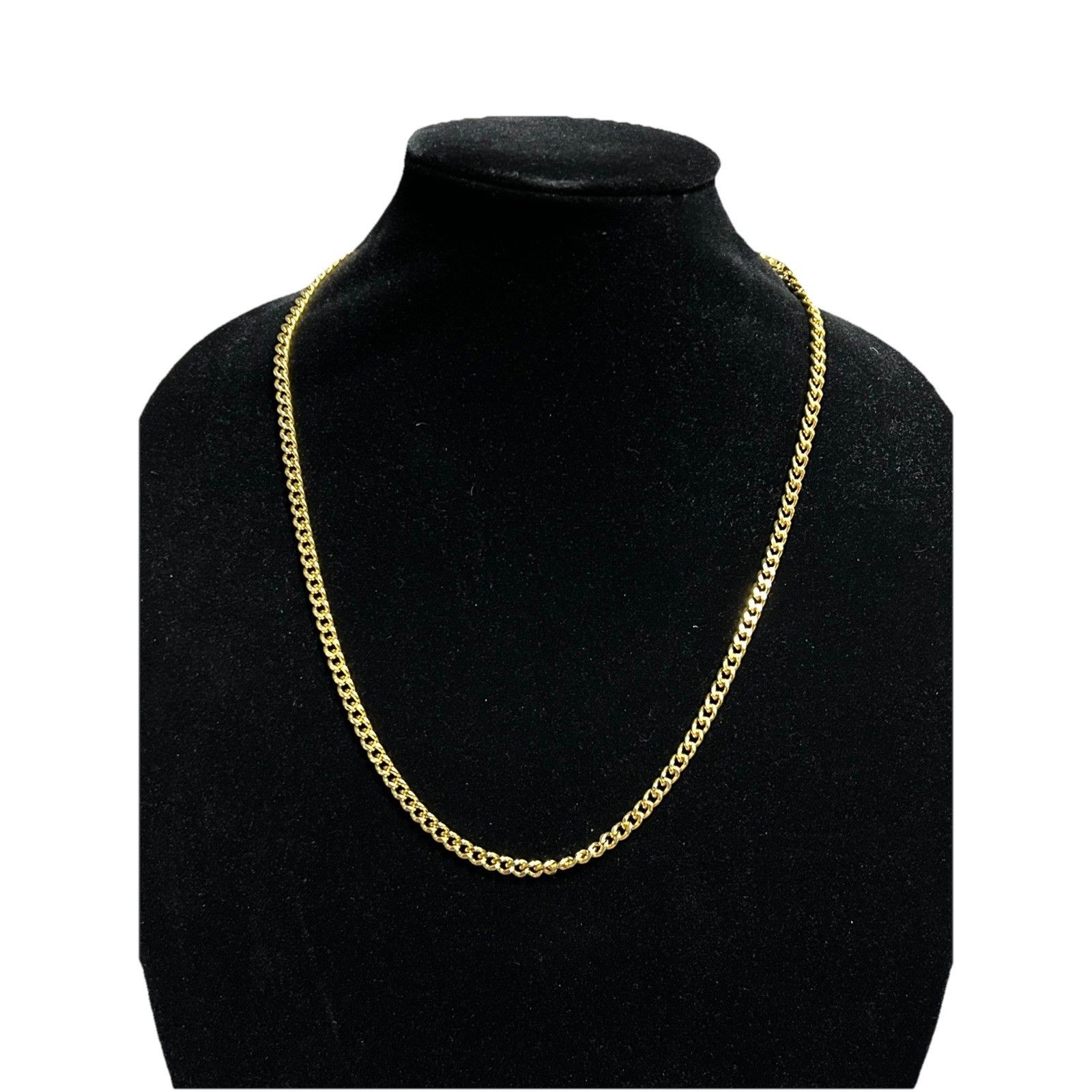 Gold Tone Curb Link Chain Necklace Lobster Clasp No Stone